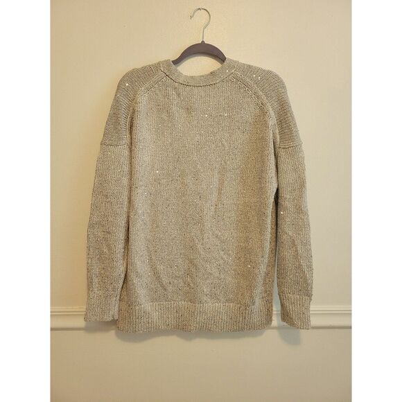 New womens sz Medium J Crew silver sequin button down relaxed fit cardigan BS951 - Picture 3 of 4